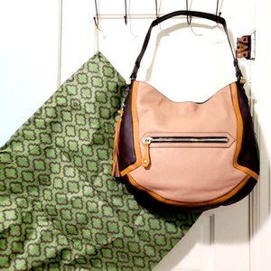 NEW orYANY Beige Brown Gold 100% Leather Large Hobo Shoulder Bag Handbag Purse